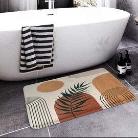 Britimes Boho Mid Century Bath Mat for Bathroom Bathroom Mats Rugs No Silp Geometric Abstract Washable Cover Floor Rug Carpets Floor Mat Bathroom Decorations 16x24 for Kitchen Bedroom