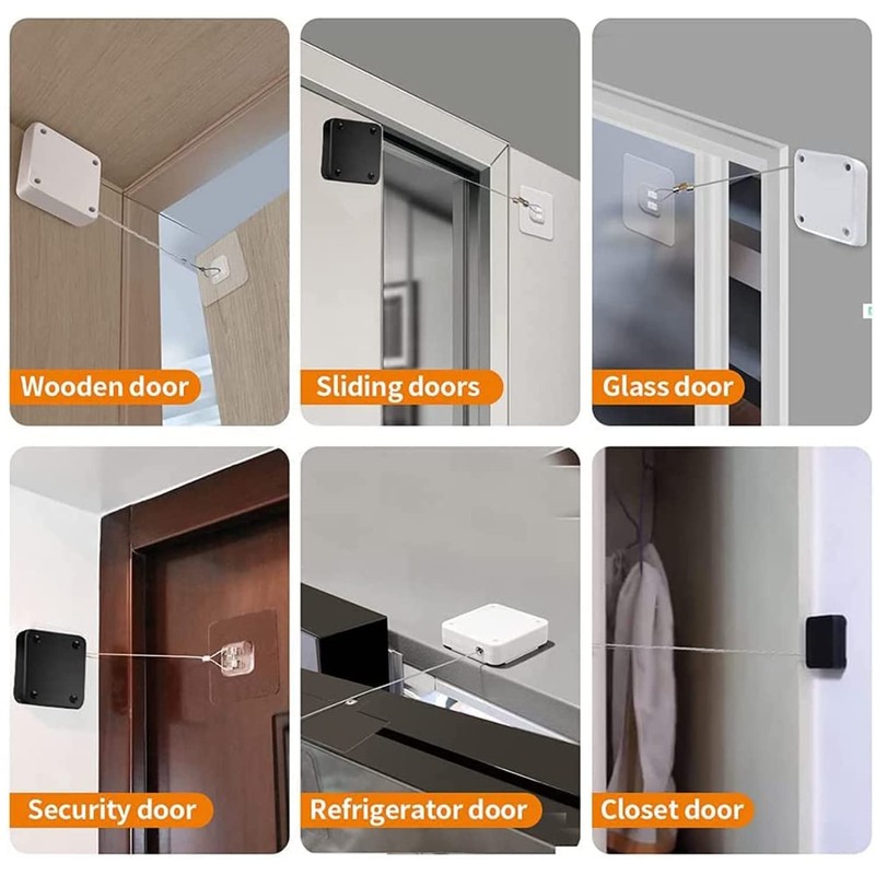 SHIMIDO Upgraded Retractable Automatic Door Closer - Tool-Free Installation, Powerful