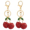 Framendino, 2 Pack Rhinestone Cherry Keychains Crystal Key Chain for