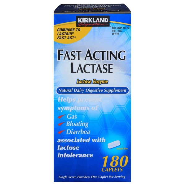 Kirkland Signature Fast Acting Lactase, Compare to Lactaid Fast Act (4 Pack) 720 Caplets