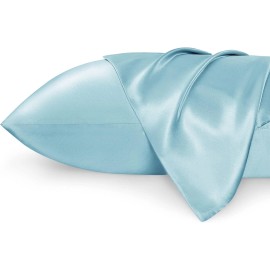 Bedsure Light Blue Queen Pillowcase Set 20X30 Vegan Friendly Silky Soft For Hair Skin