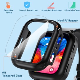 ottpluscase 1 Pack Balck Case for Bark Watch Screen Protector with 9H Tempered Glass for Kids, Overall Protective Touch Sensitive Cover for Bark Watch (Black)