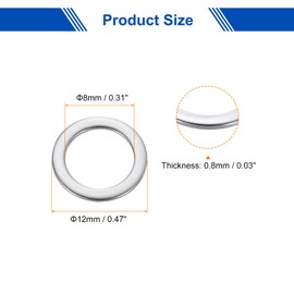 sourcing map 100 Pcs M8 Flat Washer, 8x12x0.8mm Thickened 304 Stainless Steel Flat Spacers for Screw, Bolt, Automotive, Industrial Machinery