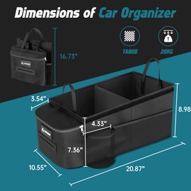 CROSSHIP Car Seat Organizer - Kids Car Organizer Between Seats, Front Seat with Tissue Box & Cup Holder, 1680D Oxford for High Strength Road Trip, Cross-country Driving No Damaged
