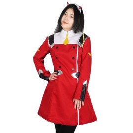 CoolChange Zero Two Cosplay Costume Uniform with Headband for Darling in the FranXX Fans Size: L