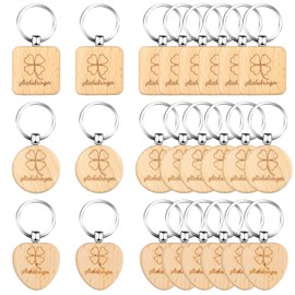 GENHH Pack of 24 Wooden Key Fob Small Clover Leaf Lucky Charm Key Ring Gift for Keys Decoration Pet, /
