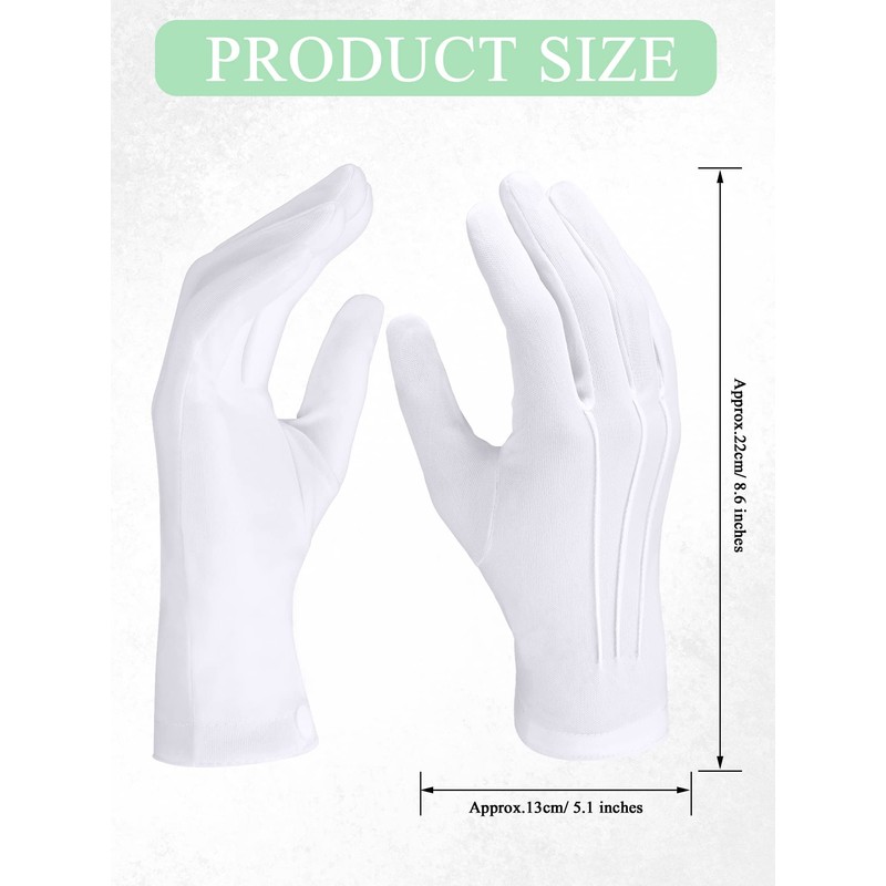 SATINIOR SATINIOR 6 Pairs White Gloves Uniform Gloves Parade Costume