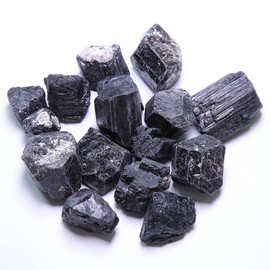 Erliway Black Tourmaline Raw Crystals, Large 1.25-2.0" Healing Crystals Natural Rough Stones Crystal for Tumbling, Cabbing, Fountain Rocks, Decoration, Polishing, Wire Wrapping, Wicca & Reiki