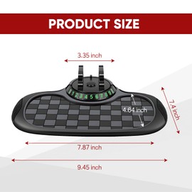 Wuyaoyao Multifunction Car Anti-Slip Mat Auto Phone Holder, PVC Car Dashboard Non-Slip Pad Phone Mount with Temporary Parking Number, Automotive Sticky Dash Pad for Phones, Keys, Gadgets (Black+Gray)