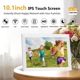 REUMAR 32GB WiFi Digital Photo Frame,10.1 Inch Digital Picture Frame,HD IPS LCD Touchscreen,Motion Sensor,Auto-Rotate,Quick and Easy Share Photos or Videos via The Frameo App. Best Choice for Gifting