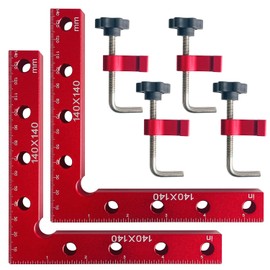 Socpuro 90 Degree Positioning Squares Right Angle Clamps, 5.5"x 5.5" Aluminum Positioning Clamping Tool, Woodworking Squares Corner Carpenter Clamps for Box Cabinets, Drawers (2 Pack)