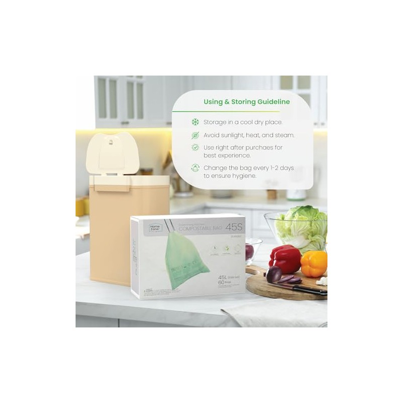 Home Zone Living 13 Gallon Compost Kitchen Trash Bags with