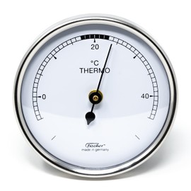 Fischer 151CR Raumthermometer - 68 mm Bimetall-Thermometer - Kunststoffgehäuse Silber - Edelstahl-Lunette - Made in Germany