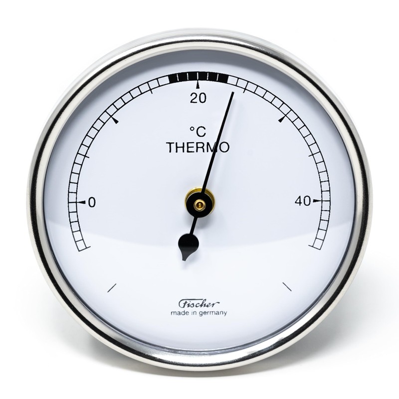 Fischer 151CR Raumthermometer - 68 mm Bimetall-Thermometer - Kunststoffgehäuse Silber