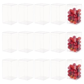 BENECREAT 15 Transparent PVC Gift Boxes, 8 x 8 x 14 cm, Rectangular Transparent Plastic Containers for Christmas, Wedding, Party, Birthday Gifts