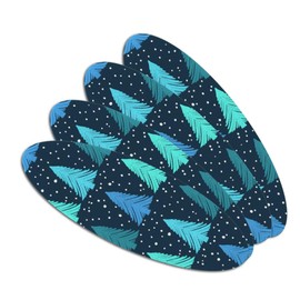 Snowy Christmas Trees Pattern Double-Sided Oval Nail File Emery Board Set 4 Pack