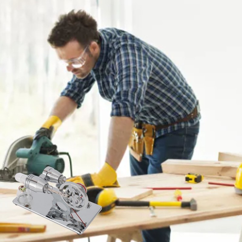 Sterling Engine Model with LED Bulb and Flywheel Stirling Engine