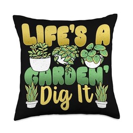 Gardening Enthusiast Edger Tools Green Thumb Design Throw Pillow