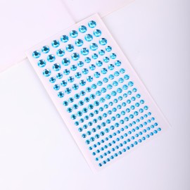 Self Adhesive Face Gems and Pearls for Makeup, Festival Jewels, Hair Gems Pearls, 3/4/5/6/8 mm Round Rhinestone Stickers for Face, Eye, Makeup, Body, Crafts 591Pcs (19_Aqua Blue)