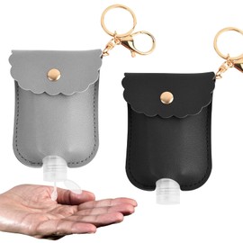 TLIFOS 2pcs Hand Sanitizer Holder, Mini Plastic Empty Bottles Hand Sanitizer for Traveling (Grey+Black)