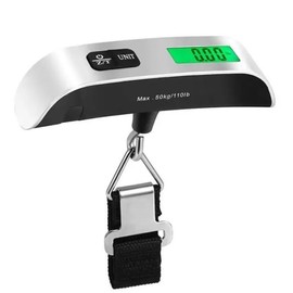 Afnax Digital Portable Luggage Scale, Travel scale, Suitcase scale, weigher scale, 50kg Capacity, with Temperature Sensor, Silver scale, Hanging scale