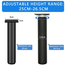 FETZCM Pack of 4 Replacement Furniture Feet, Black Metal, TV Lowboard Furniture Feet, DIY Furniture Feet, Table Legs, Cabinet Feet, Bed for Chairs, Cabinet and Sofa, Furniture Legs (Black, 25 cm)