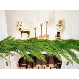 6FT Cedar Garland Realistic Faux Pine Cypress Garland for Mantle Stairs Fireplace Table Front Door Wall Indoor Outdoor Christmas Xmas Decor Holiday Decorations