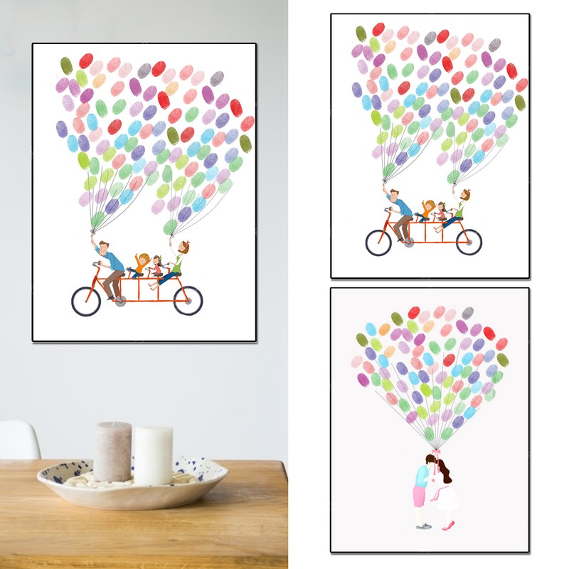 2Set Cartoon Pattern Fingerprint Painting DIY Signature Guest Book Wedding