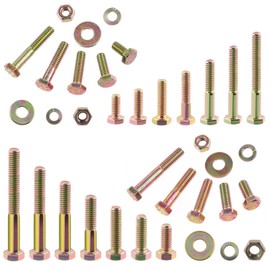 Glarks 100Pcs 1/4"-20 x 3/4" Hex Cap Bolts and Hex Nuts with Flat Washers Lock Washers Assortment Kit, Grade 8 Zinc Finish Steel Hex Head Screws Bolts Nuts Washers Kit, Coarse Thread