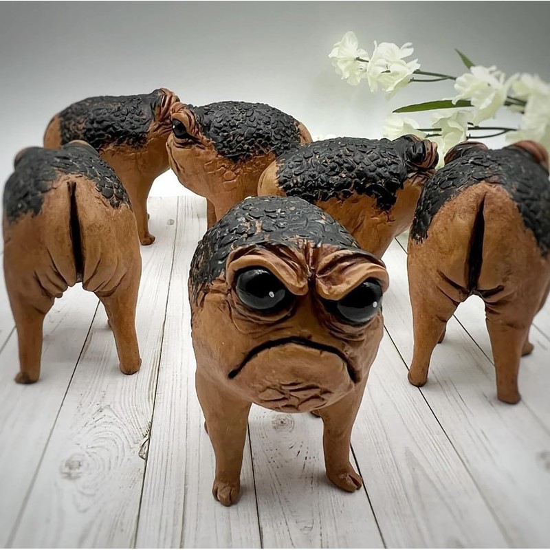 Aguoqwen Grumpy Frog Toad Statue,Angry Toad,Resin Figurine African Rain Frog