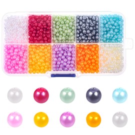 Ptwola 2000 Pcs Pearl Beads Multicolor Bracelet Making Kit 4 mm Loose Crafts Pearls Friendship Jewelry Making Small Beads for Kids Adults Earrings Decoration Supplies Christmas Gifts Girls