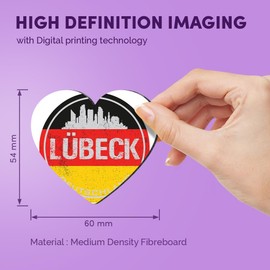 1x Heart MDF Magnet 6cm - Lubeck Germany Flag Fun German Travel - Fridge Locker Office Whiteboard Toolbox #58963