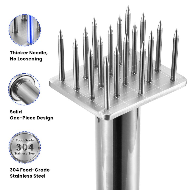 304 Stainless Steel Meat Tenderizers with 18 Sharp Needles, Solid
