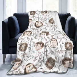 Cute Hedgehog Autumn Leaves Blanket, Soft Blankets Flannel Bed Throw Cozy Lightweight Plush Gifts for Kids Boys Girls Women Men Sofa Couch Bedroom Warm All Season, Home Decor, Small 50"x40"