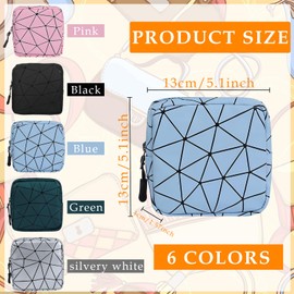 Emperoch 3 Pcs Sanitary Napkin Storage Bags, PU Leather Waterproof Period Bag for Teen Girls Women Ladies, 5.1x5.1x1.57 Inch Portable Small Feminine Period Pouch, First Period Bag with Zipper for School Travel Office (A)