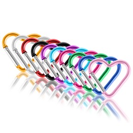Ouligay Pack of 10 Heart Carabiner Hooks, Small, Colourful Heart Carabiner, Small Heart-Shaped Carabiner Keyring, Heart-Shaped Aluminium Carabiner Clip for Camping, Fishing, Hiking