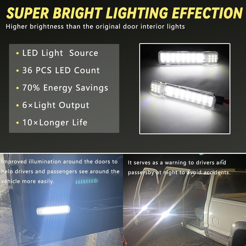 LED Door Interior Panel Courtesy Lights Door Warning Lamp Compatible
