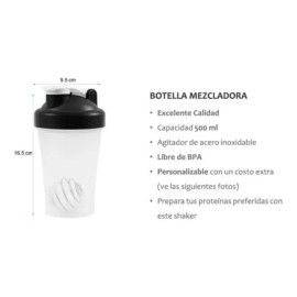 Molin Dollins Botella Mezcladora Shaker Agitador Metálico Proteína Gym