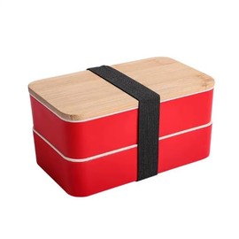 Bento Lunch Box, Reusable Container (Rose Red, Double Compartment)