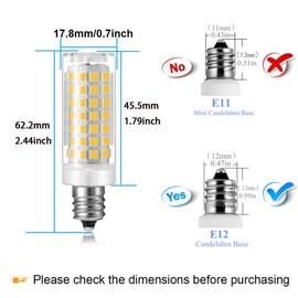 E12 LED Bulb Dimmable 7W C7 Bulb Equivalent to E12 Halogen Bulb 60W, Daylight White 6000K T6 Base E12 Candelabra Bulbs for Ceiling Fan, Chandelier, Kx-2000 Bulbrite Replacement, AC 110-120V(6 Pack)