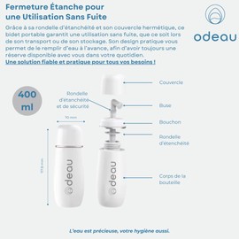 Postpartum Portable Bidet 400ml - Retractable Intimate Shower Head for Women - Peri Bottle After Childbirth - Discreet Travel Bidet BPA Free - ODEAU