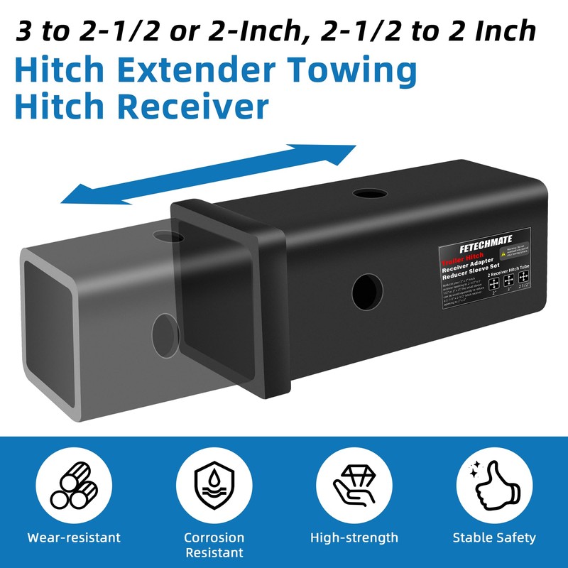 Trailer Hitch Receiver Extender Adapter Reducer Sleeve Set by Fetechmate,