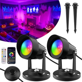 T-SUN RGB Spotlights Indoor, Led Spot Lights with Smart APP & Remote, Plant Spotlight Indoor Uplights, 16M Colors Floor Light Dimmable Music Sync Timer for Festival Party Tree Decor Home(Set of 2)