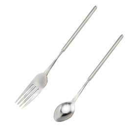 Extendable Telescopic Fork Spoon, Retractable Stainless Steel Long Fork Spoon Extending Expandable Extension Forks Spoons, Extends To 25.2" for BBQ Fruit Dinner Dessert