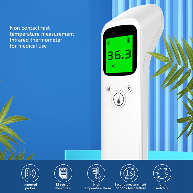 Forehead Thermometer White Large Display Memory Function Handheld Infrared Baby