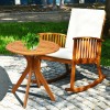 Costway 27" Outdoor Round Table X-Shape Solid Wood Coffee Side