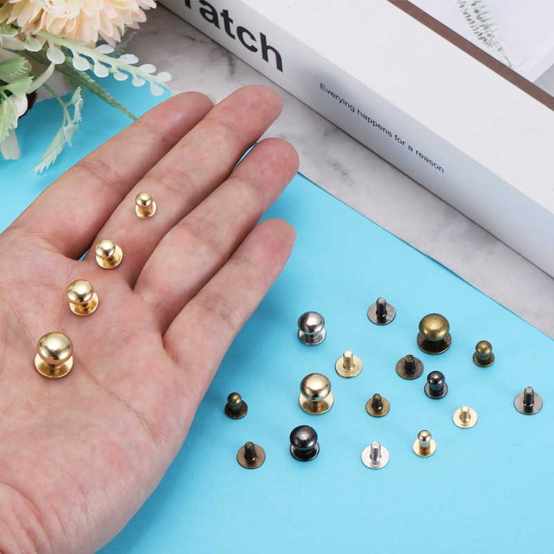 sourcing map 4/5/6/7/8mm Ball Head Stud Rivets Screw Back, 50Pack
