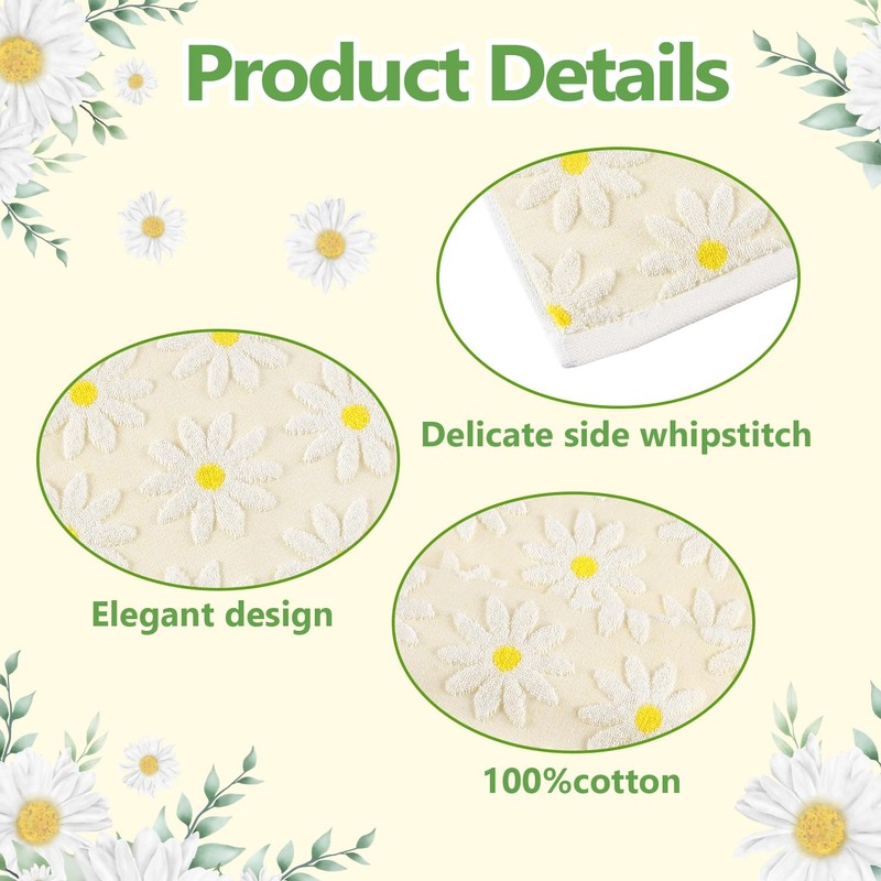 Quera Hand Towels Yellow Summer Spring Floral Daisy for Bathroom