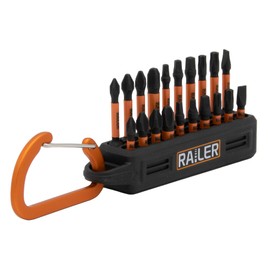 Railer 20pc Screwdriver Bit Set - Premium S2 Steel 1" & 2" Phillips, Robertson Square, Torx & Flat Head Impact Driver Bit Set With A Storage Bit Holder & Carabiner