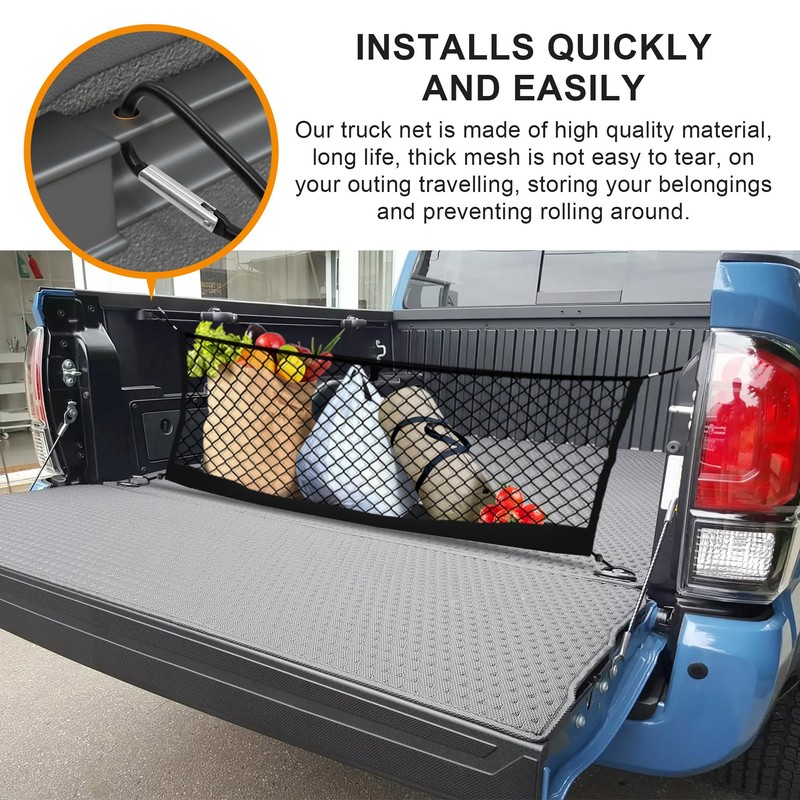 Envelope Style Cargo Net Compatible with Toyota Tacoma 2005-2024, Highly